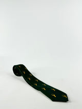 Vintage Forest Green Deer Pattern Tie