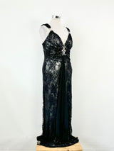 Gerry Shaw Black Lace Formal Dress - AU14