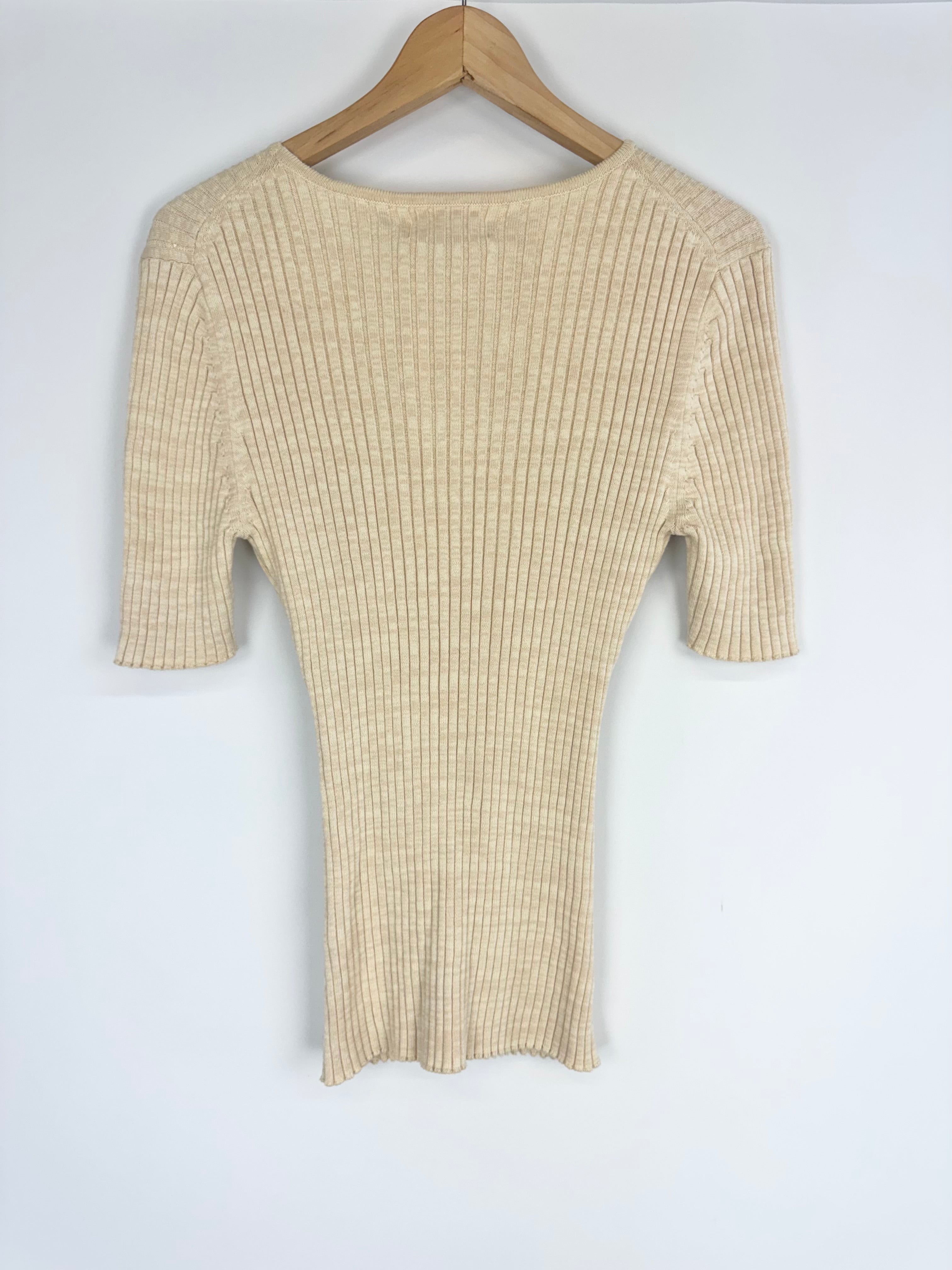 Anna Quan 'Ary' Rib Knit Short Sleeve Cut-Out Top NWT - AU14