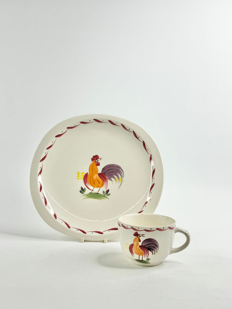 Royal Swan Elegant Rooster Plate & Cup