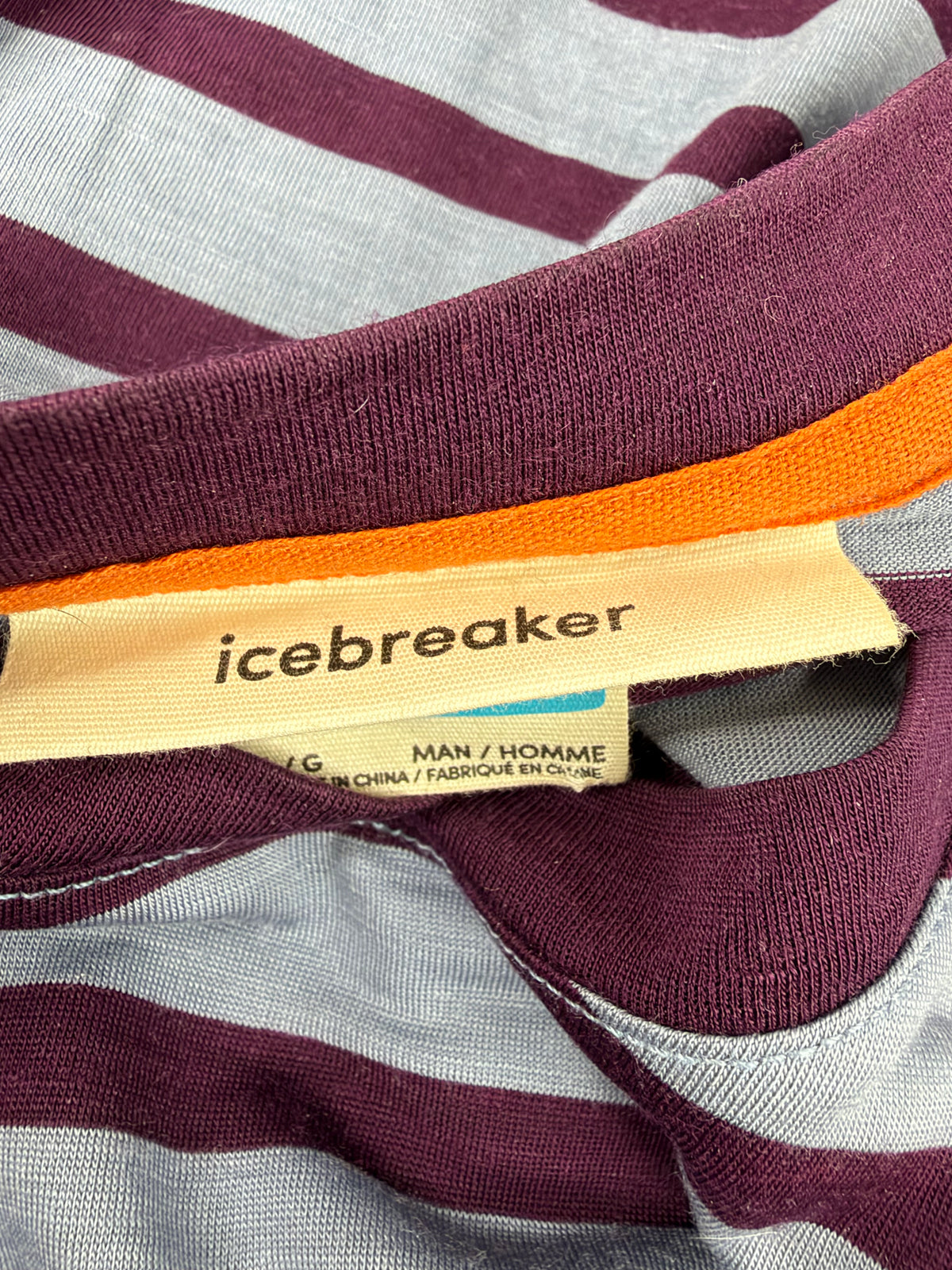 Icebreaker Blue and Purple 150 Cool-Lite Stripe T-Shirt - L