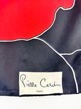 Vintage Pierre Cardin White, Black & Red Rose Scarf