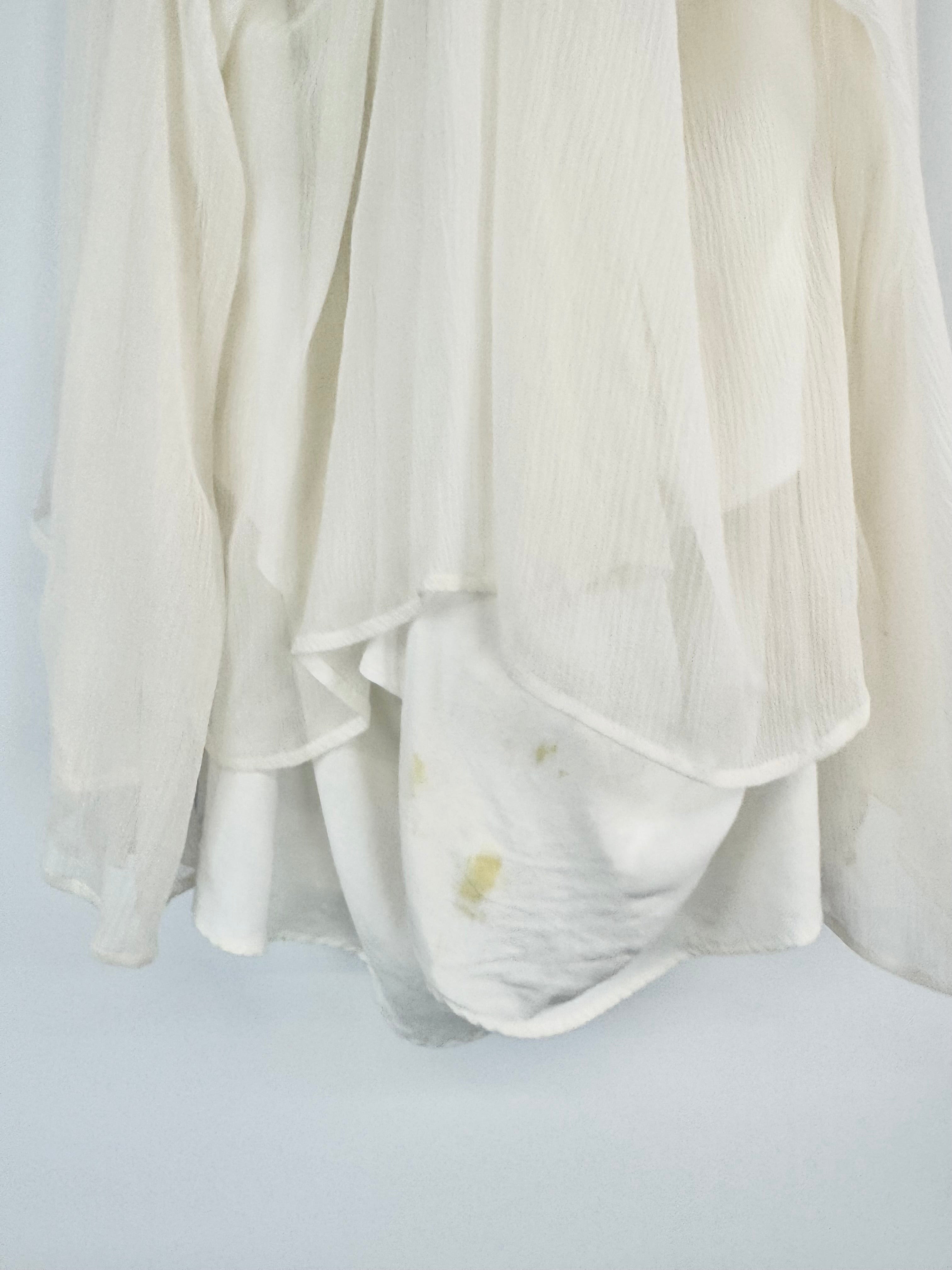 White Suede 'Silk X Blouse' NWT - AU12
