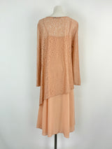 Marisfrolg Taupe Embroidered Lace Dress with Silk Slip - AU8/10