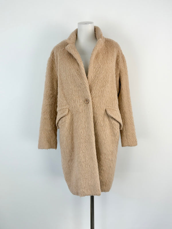 On Parks Taupe Wool & Mohair Blend Coat - AU8