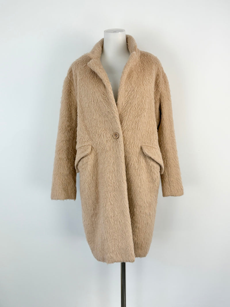 On Parks Taupe Wool & Mohair Blend Coat - AU8