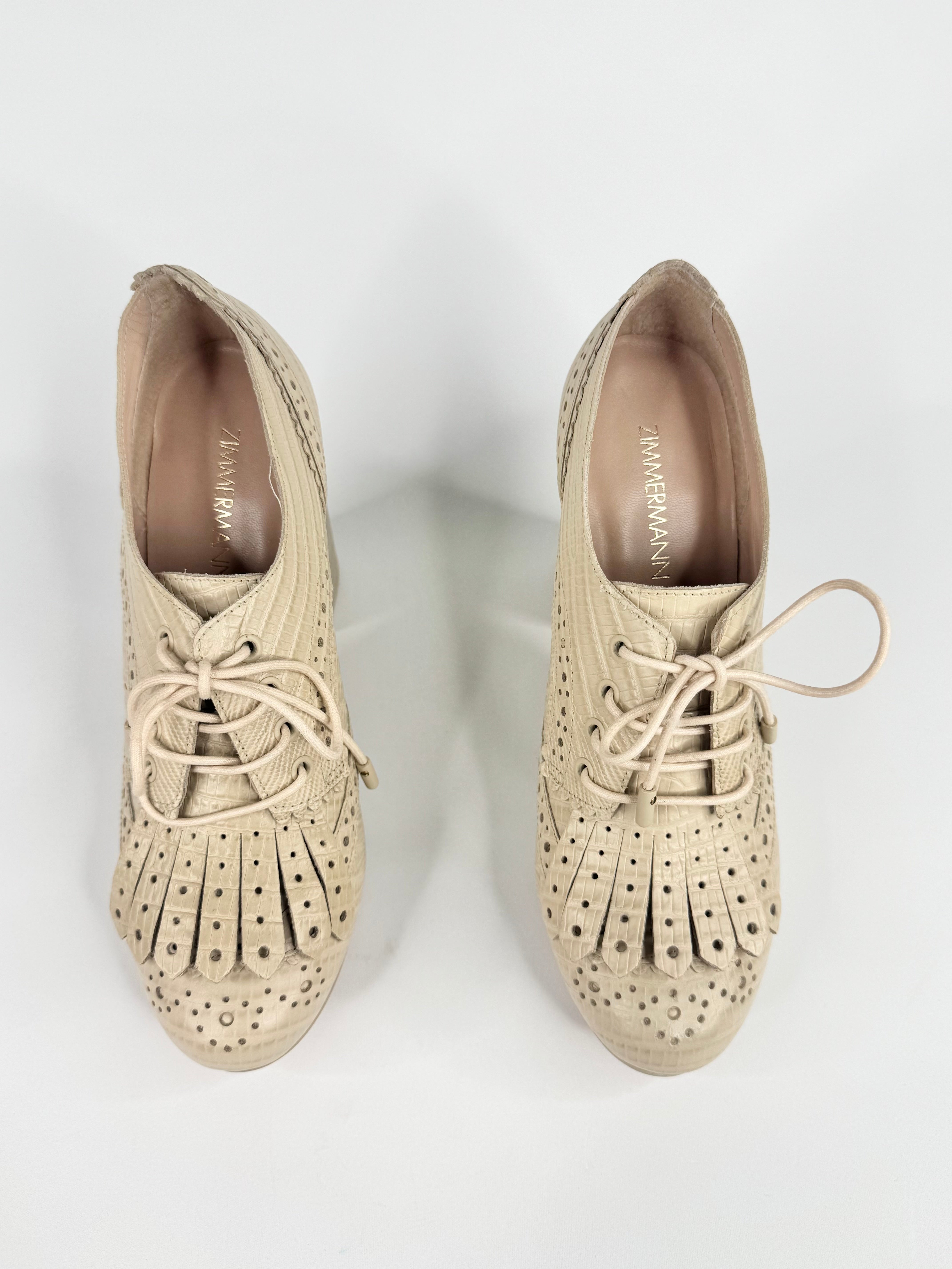 Zimmermann Beige Brogue Embossed Leather Heels NWT - EU37