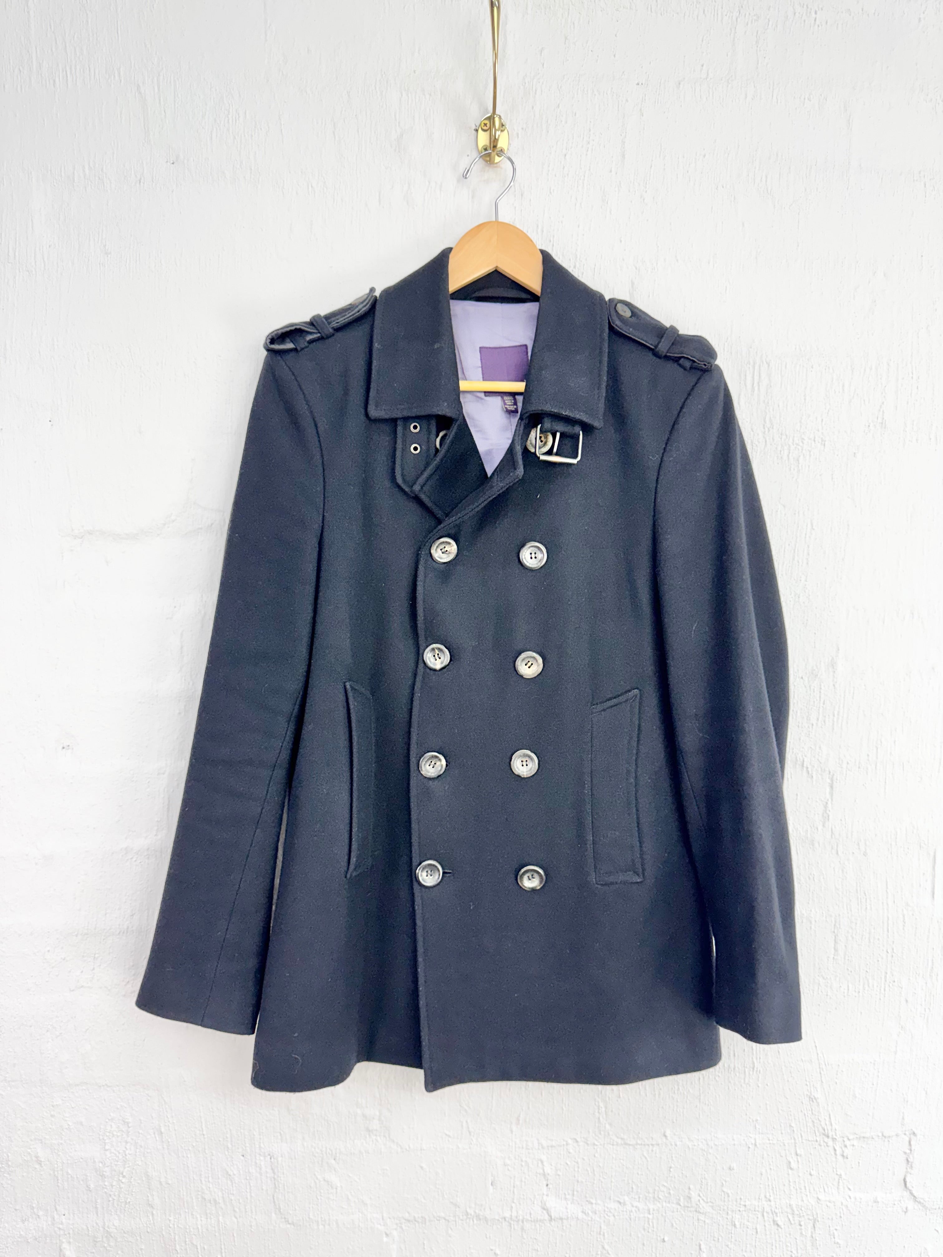 Ted Baker Black Wool Peacoat - S