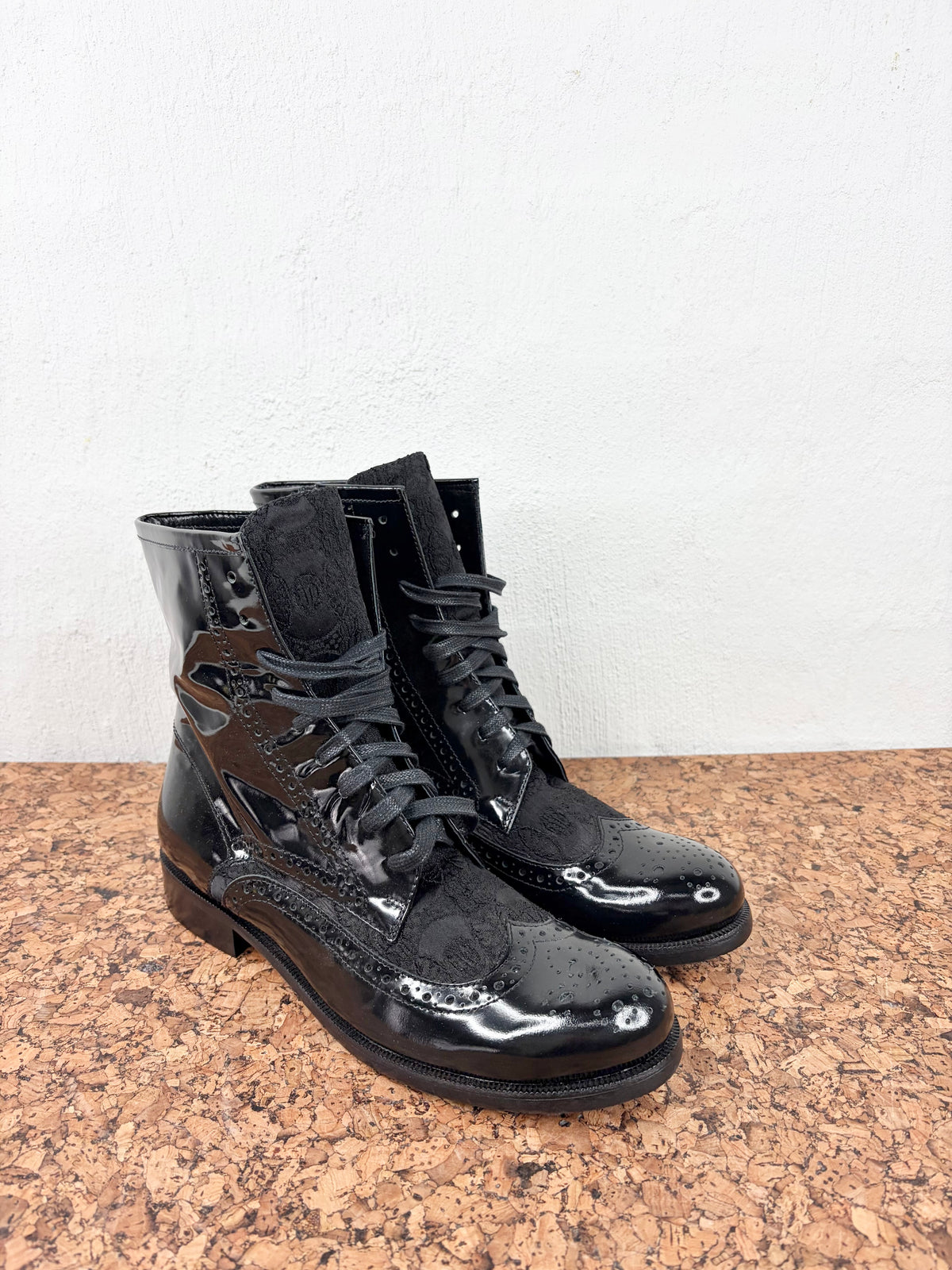 Maliparmi Black Leather & Fabric ‘Precious’ Jacquard Boots - EU41