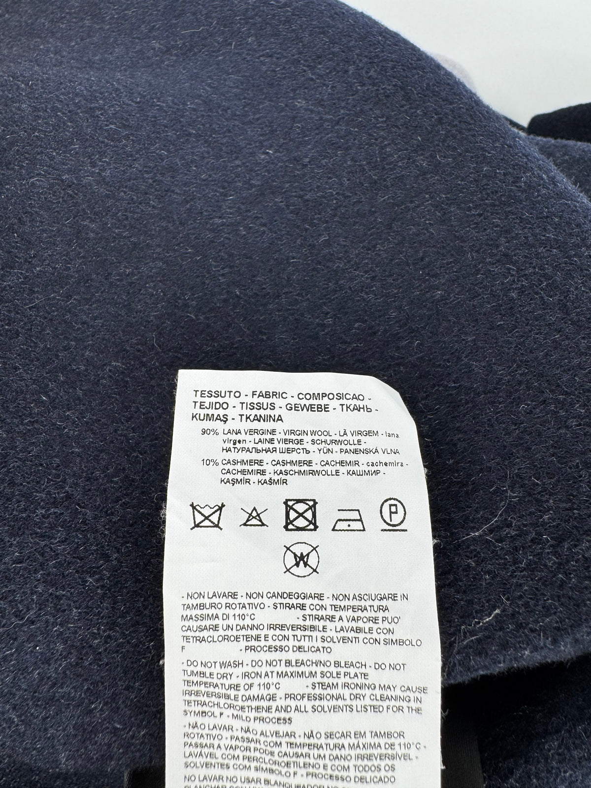 Emporio Armani Navy Blue & Grey Wool & Cashmere Coat - AU10
