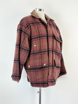 Vintage Timberland Check-Pattern Wool & Mohair Coat - M