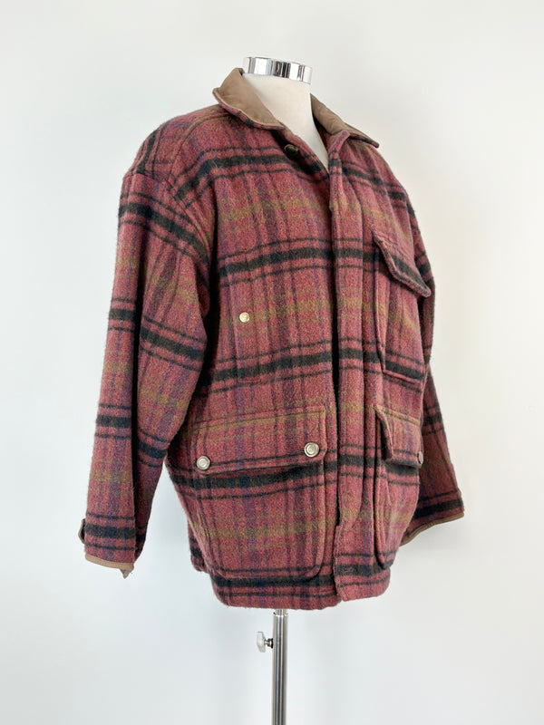 Vintage Timberland Check-Pattern Wool & Mohair Coat - M