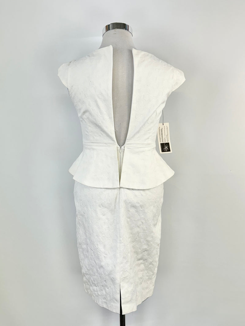 Anthea Crawford Soft Cream Peplum Dress NWT - AU12