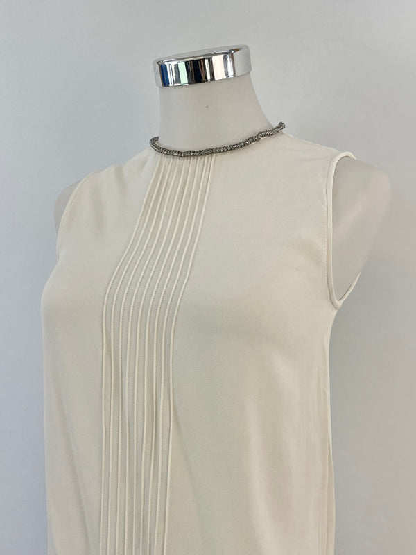 Reiss Cream 'Milla' Chain & Pleat Detailed Sleeveless Top - AU4/6