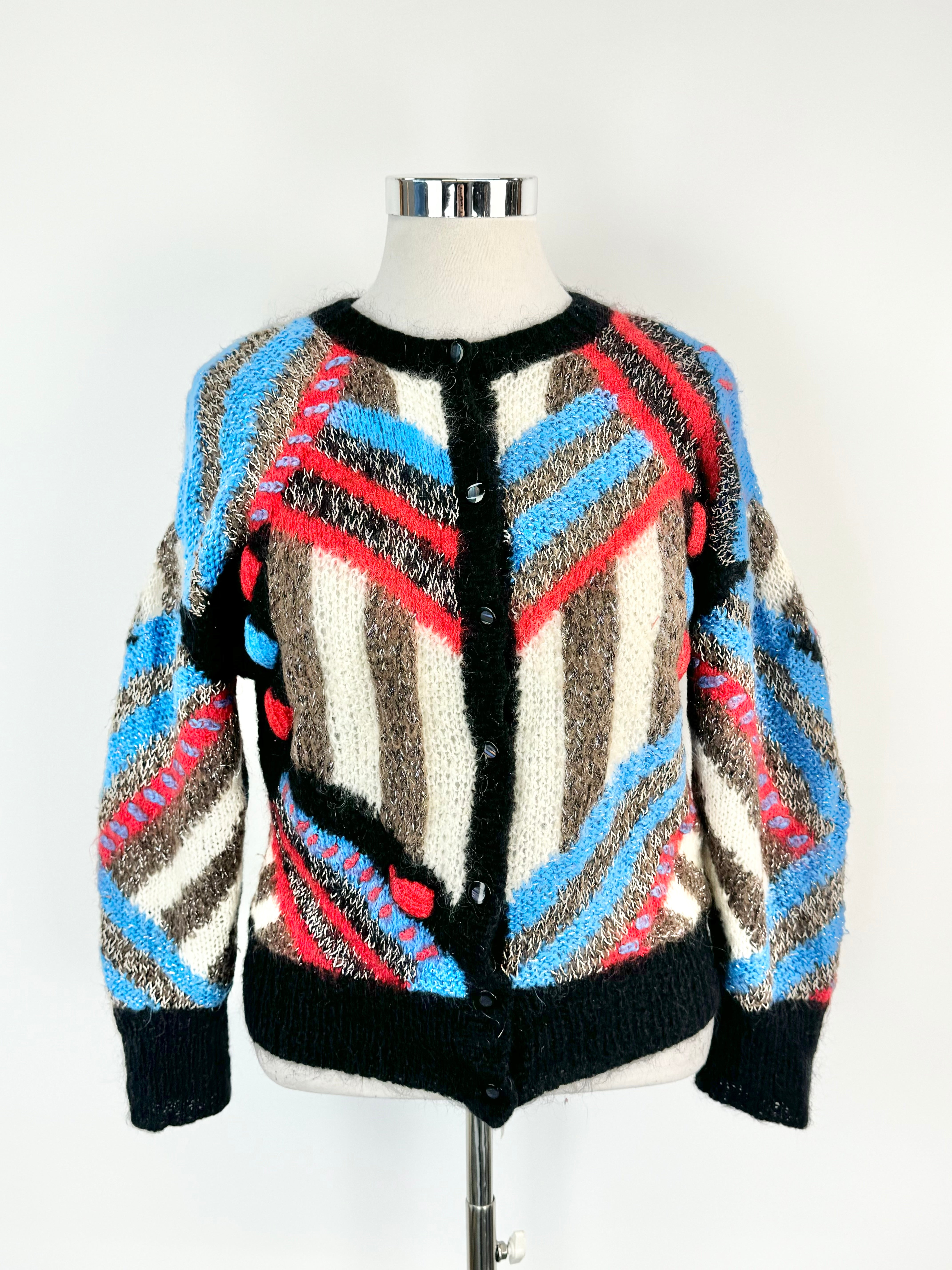Hand Knit Multicolour Fluffy Cardigan