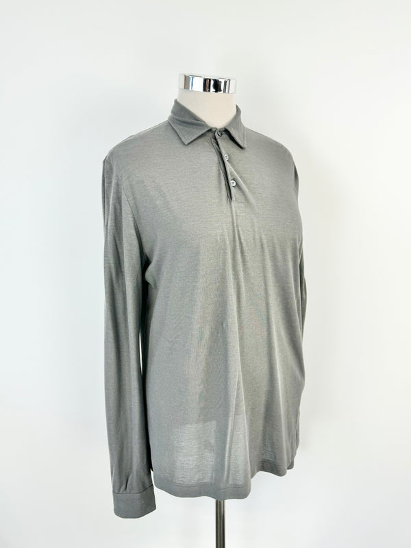 Zanone Stone Grey Polo Top - M