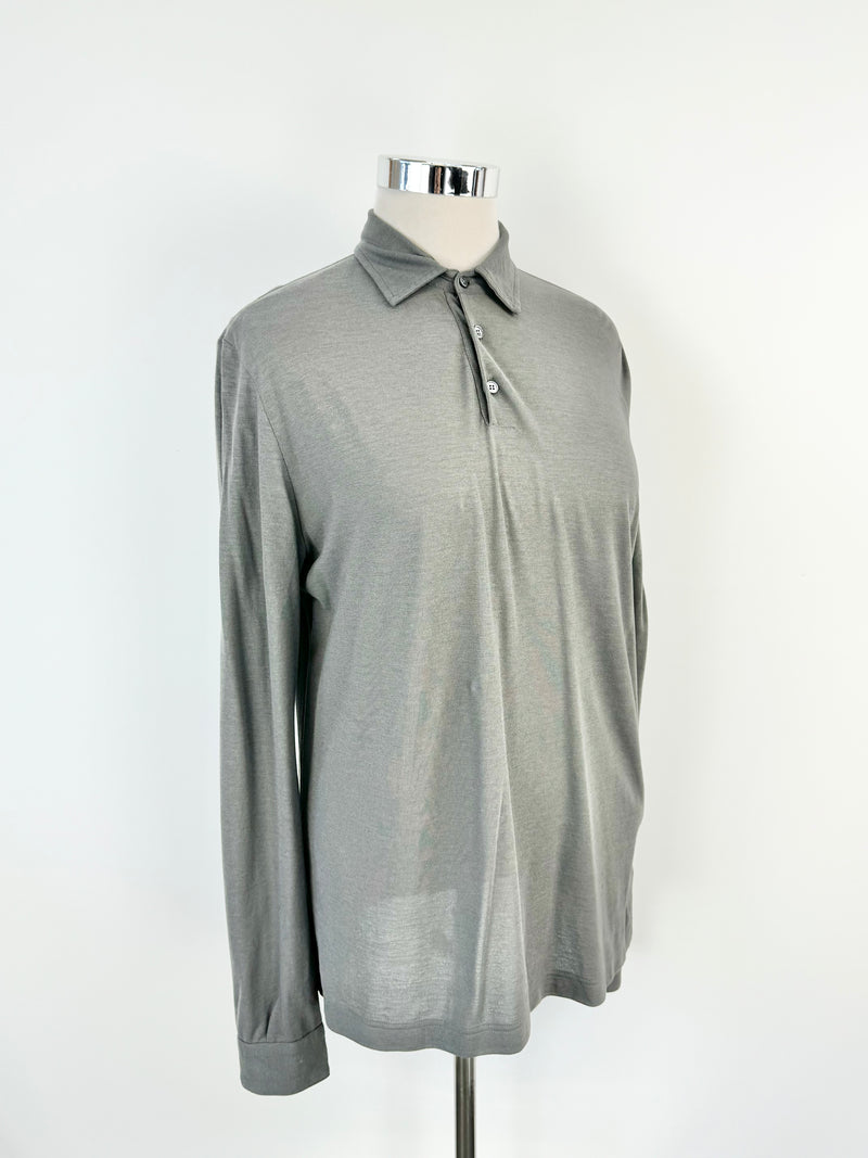 Zanone Stone Grey Polo Top - M