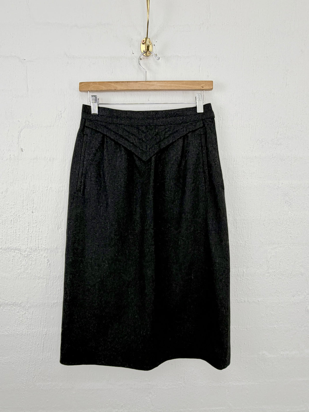 Vintage Escada Grey Wool High Waisted Pencil Skirt - AU8/10