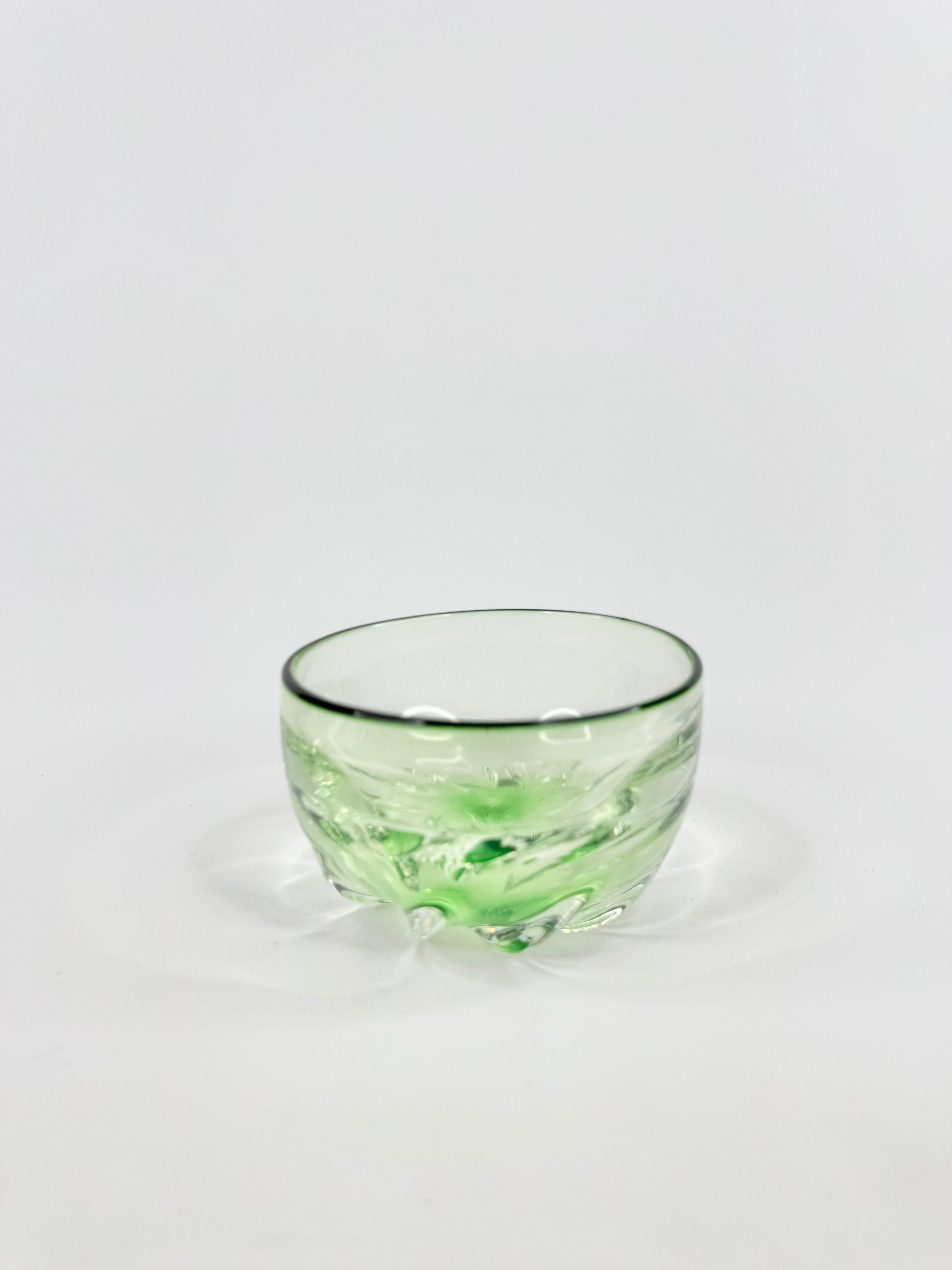 Orrefors Signed Eva Green Tinted Sculptured Art Glass Bowl