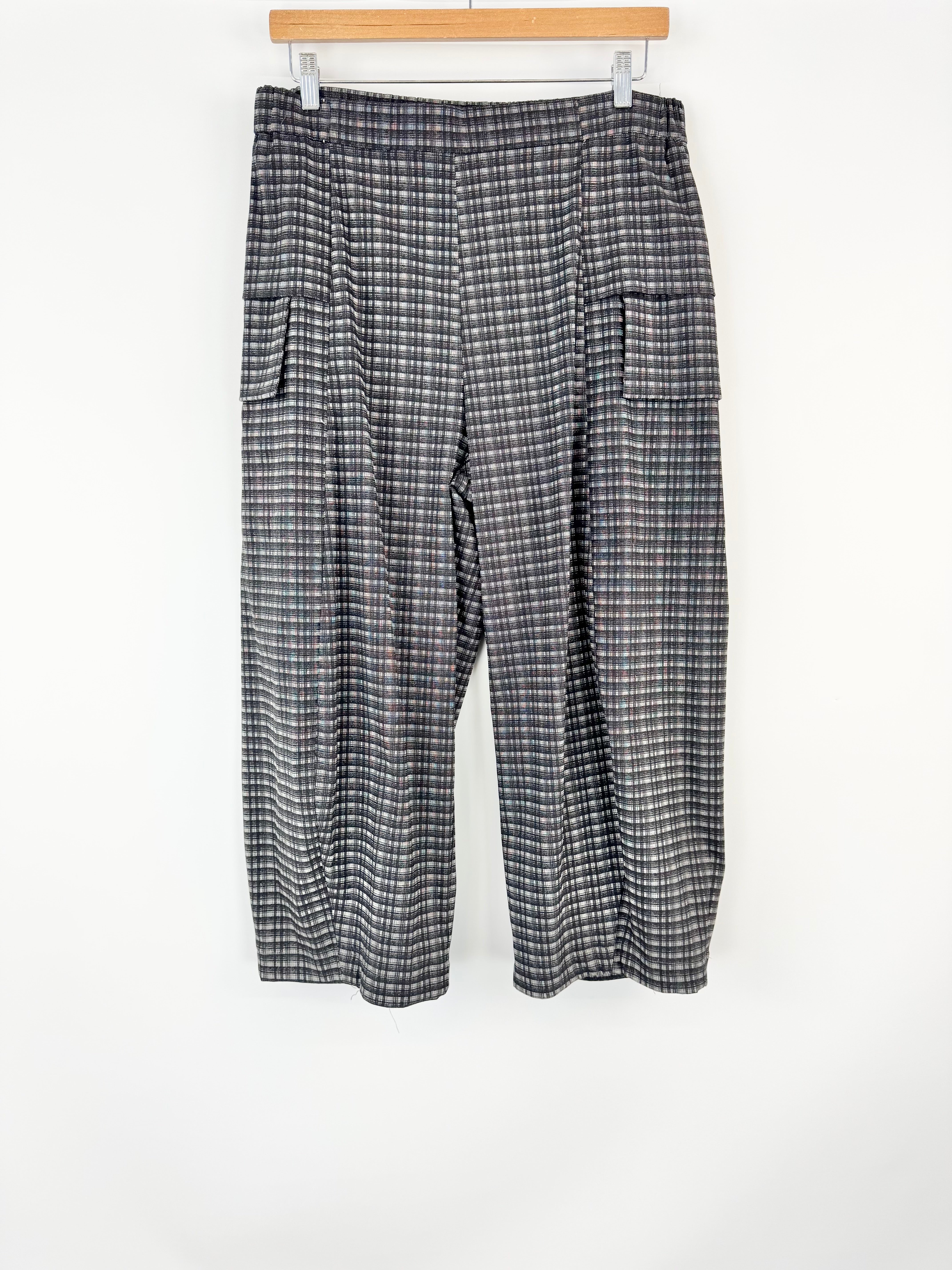 MM Sohn Black and Grey Muted Check Barrel Cargo Pant - AU10/12