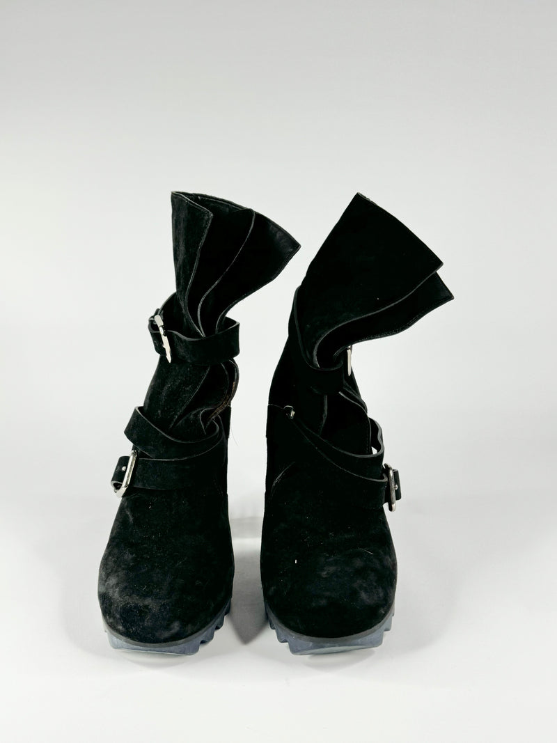 Jil Sanders Black Suede Heeled Boots - EU39