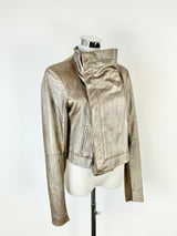 Husk Frosted Taupe Lamb Leather Jacket - AU8/10