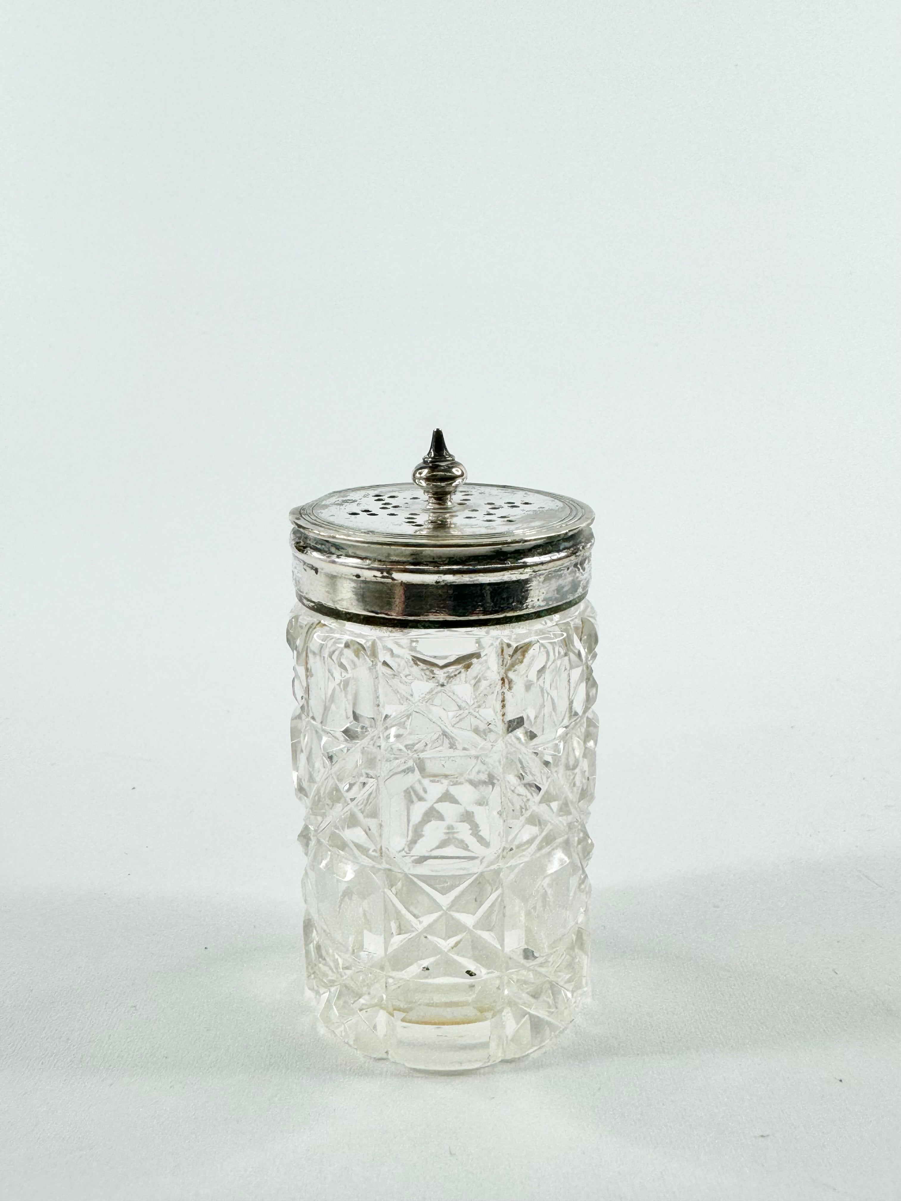Antique Sterling Silver & Glass Condiments Set