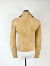 Ena Pelly Sandstone Suede Leather Biker Jacket - AU10