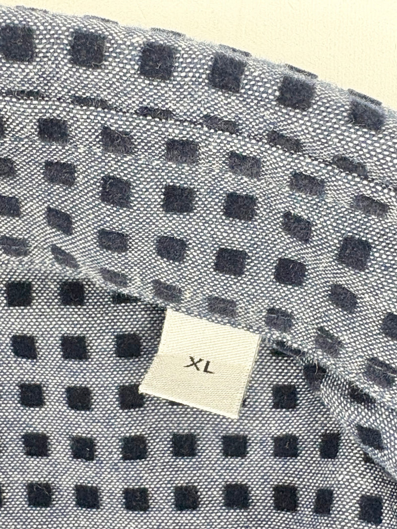 Armani Collezioni Pigeon Blue Felted-Square Pattern Shirt - XL