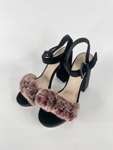 Mimco Black Velour 'Cuddle' Platform Heels - EU40