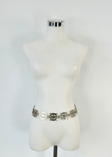 Vintage Silver Tone Brocade Link Belt