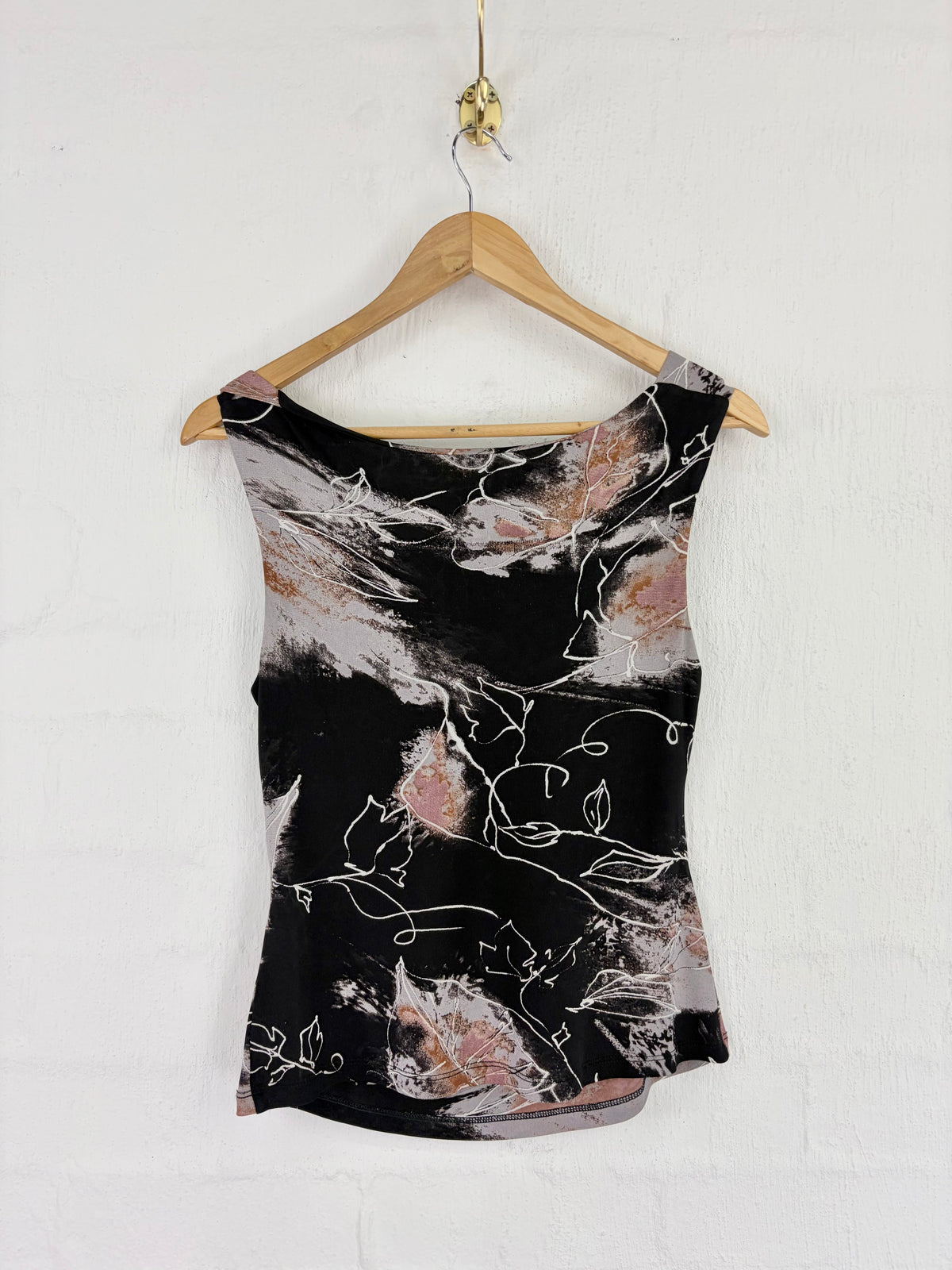 Vintage Ojay Printed Reversible Cowl Neck Tank - AU12