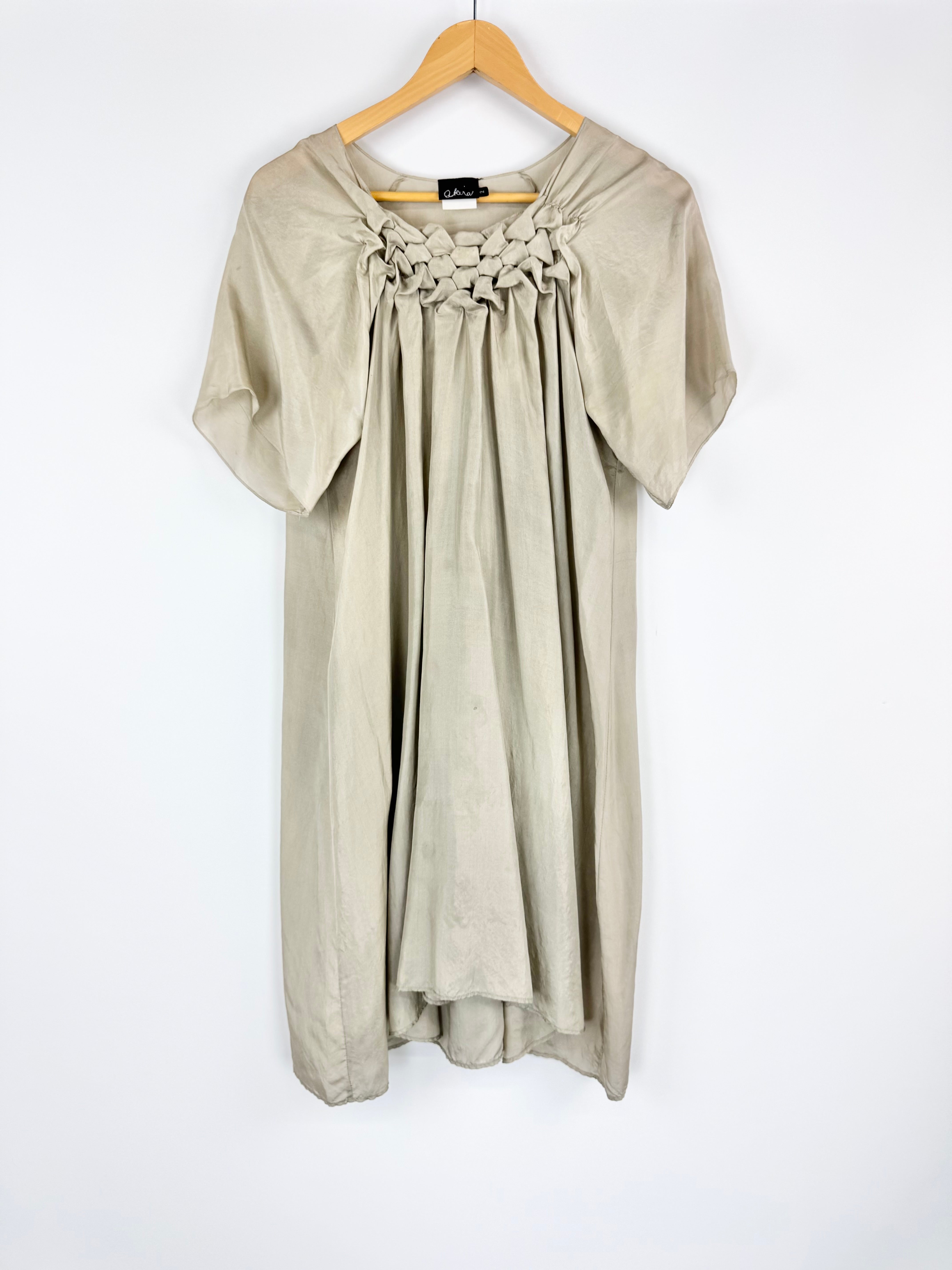Akira Champagne Silk Shift Dress - AU10