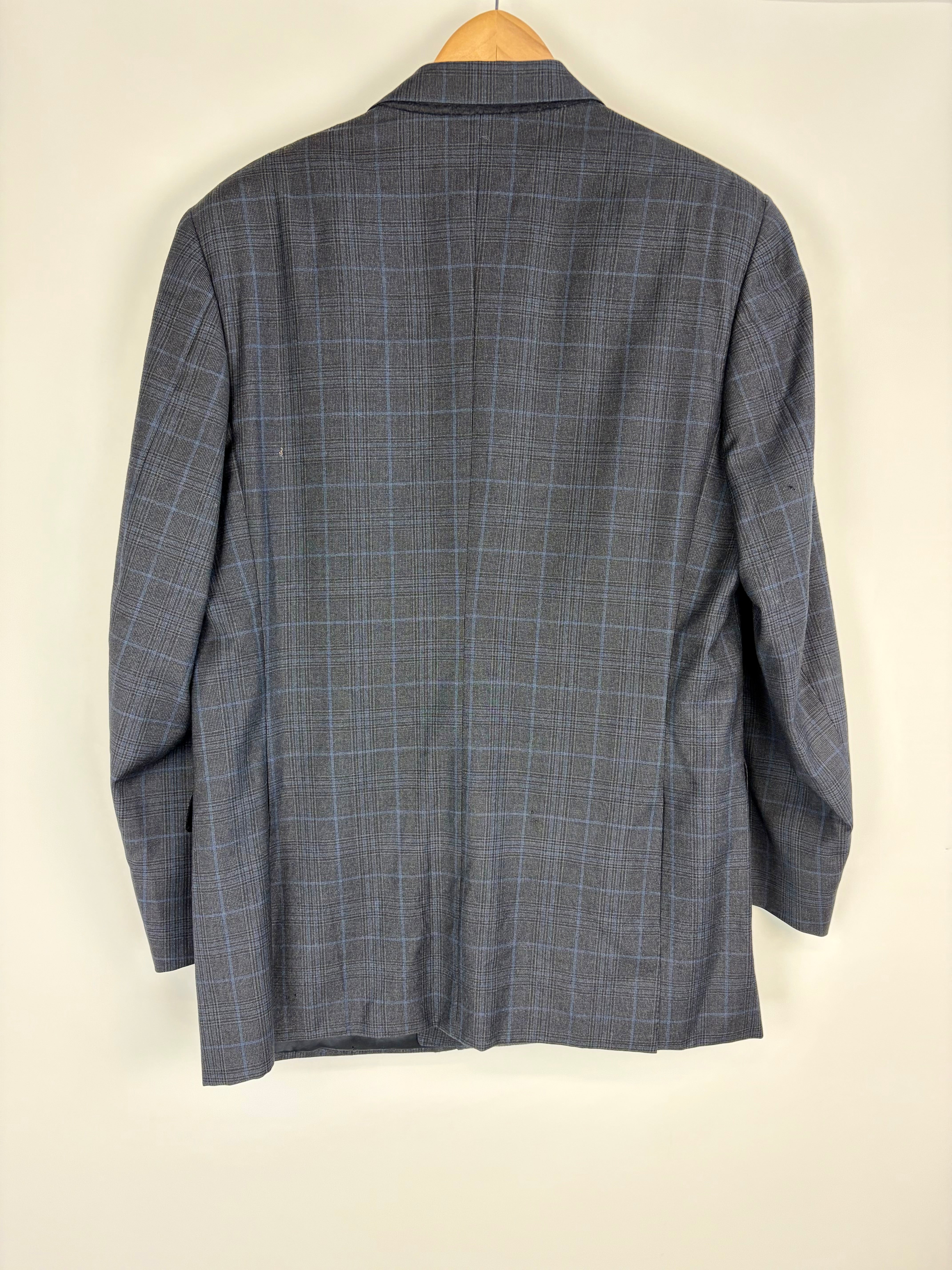 Canali Midnight Blue Checked Suit Jacket - 52R