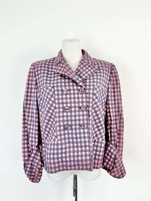 Vintage Crosby Bros Pink & Blue Plaid Blazer - AU10