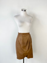 Vintage Scanlan Theodore Bronze Leather Tulip Mini Skirt - AU6