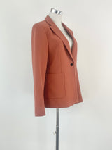 Theory Clay Red 'Gabrielle P2' Crepe Fitted Blazer - AU8/10