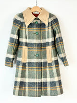 Vintage Emily Jane Green Tartan Coat - Child's 5/7