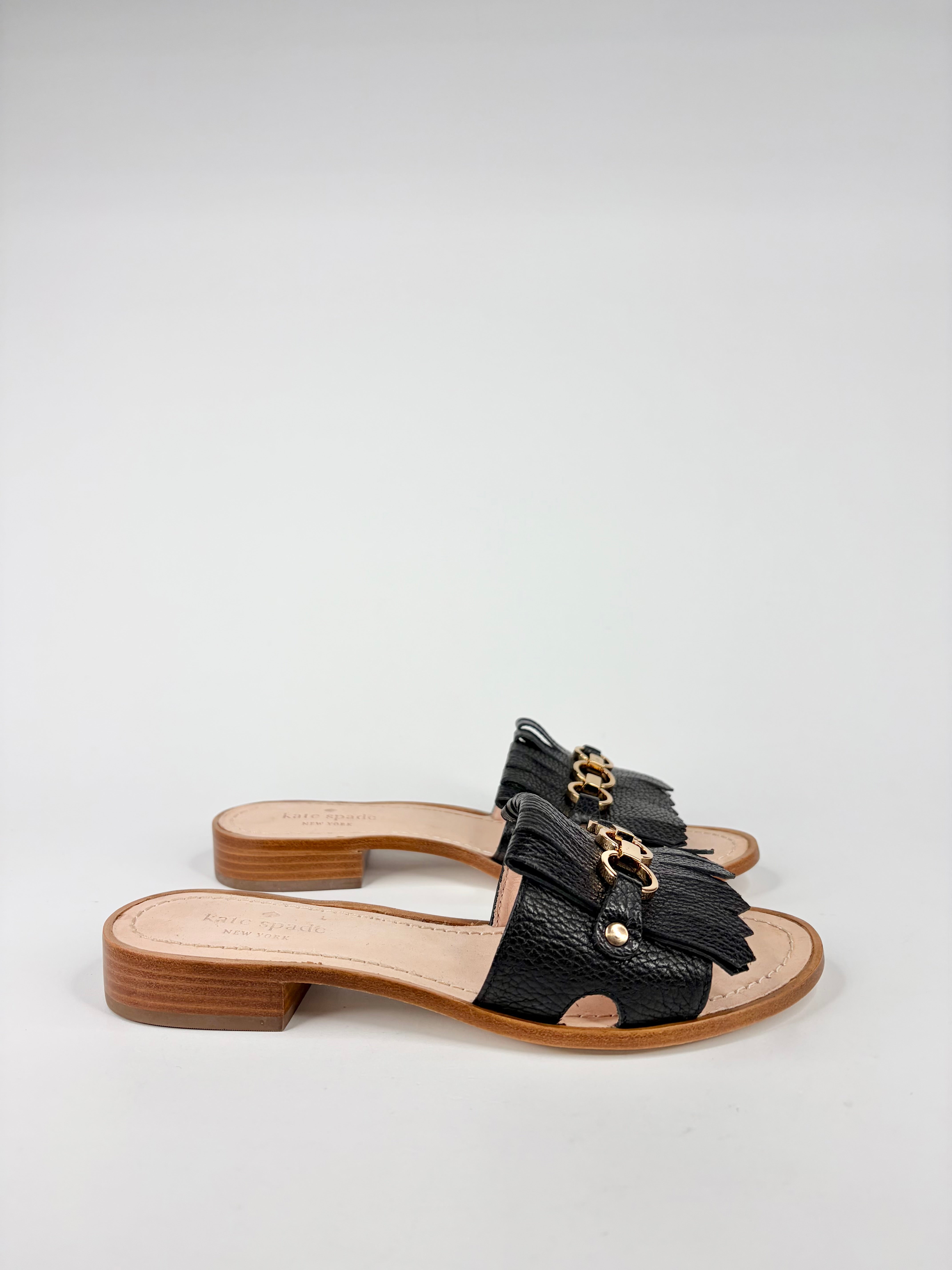 Kate Spade Black Leather 'Brie' Slides NWT - EU38