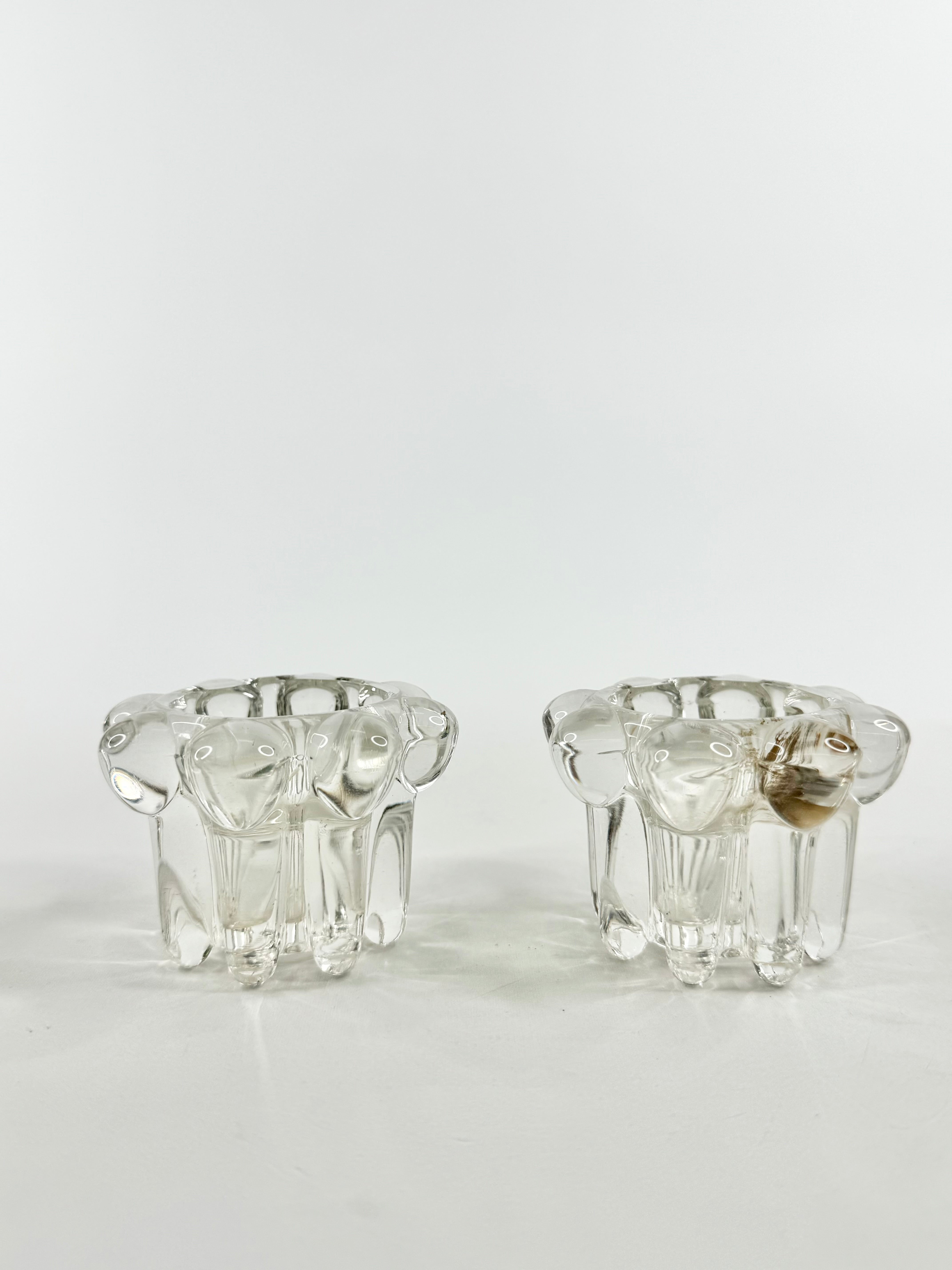 Vintage French Glass Candle Holders