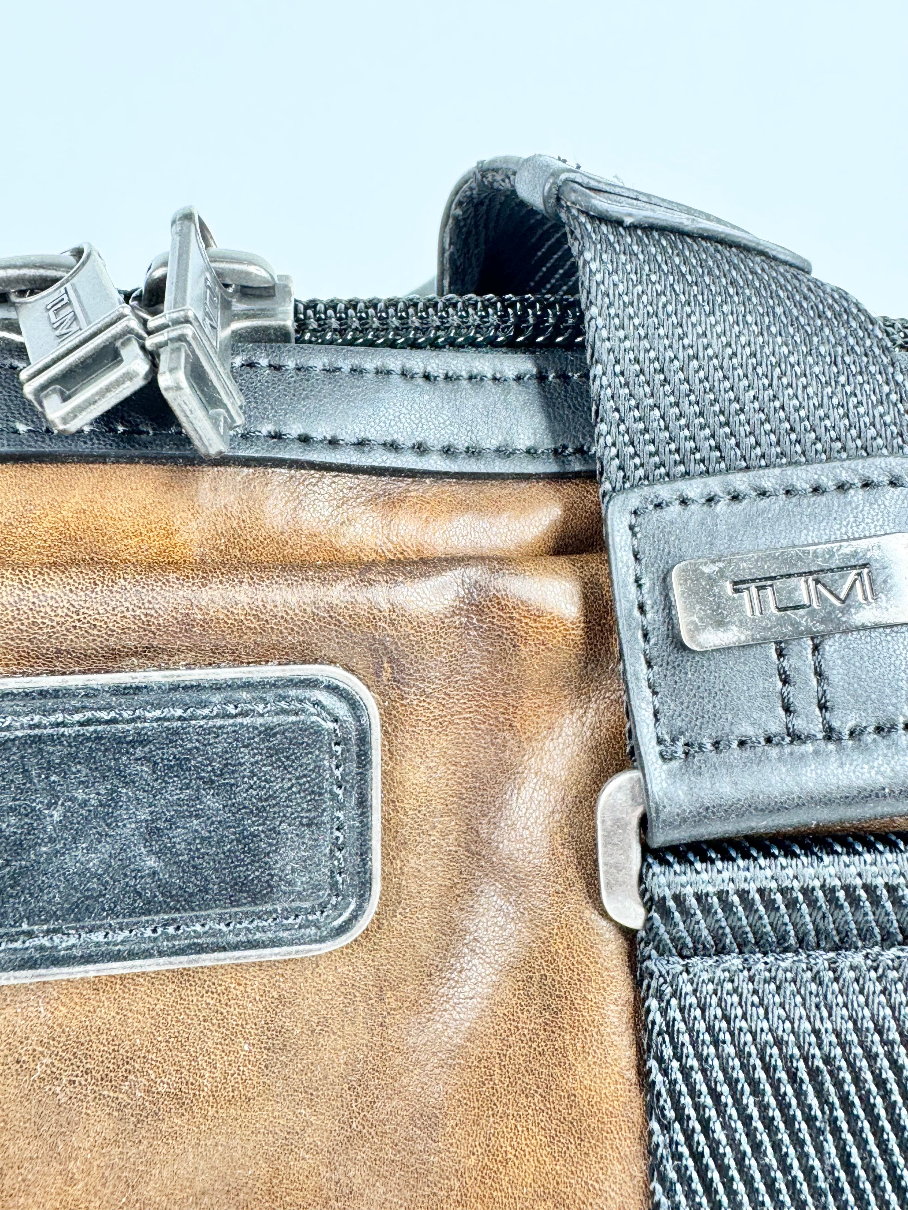 Tumi Brown & Black Leather Messenger Bag