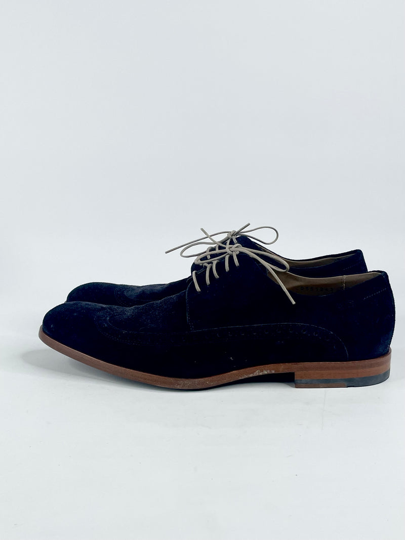 Boss Hugo Boss Dark Blue 'Fisseo' Suede Lace Ups - EU41