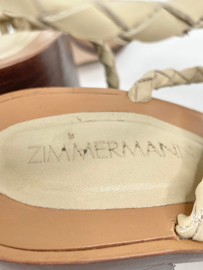 Zimmermann Beige & Tan Leather Rope-Tie Sandals - EU39