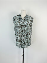 Lee Mathews Sky Blue Sheer Silk Pleated Top - AU10