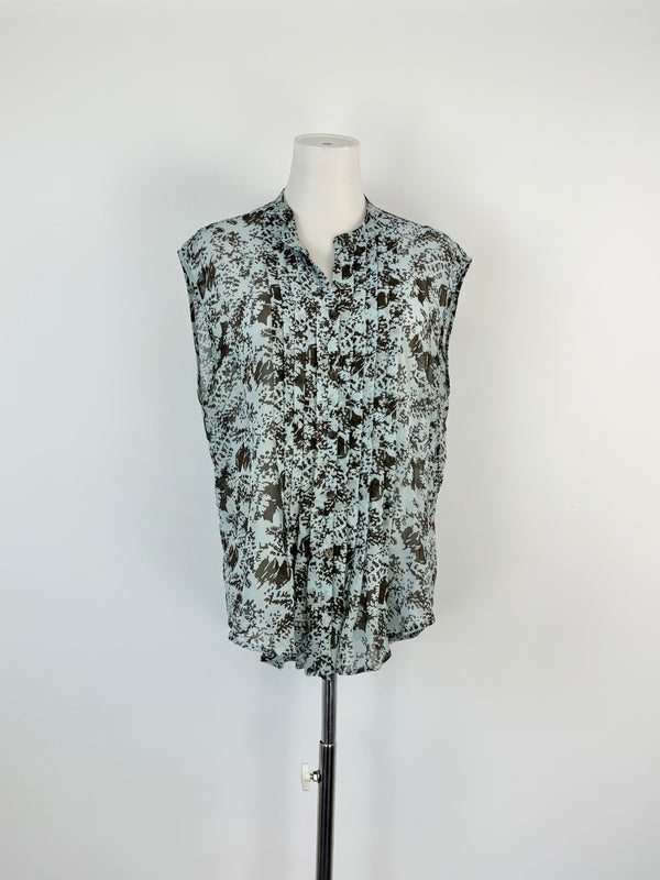 Lee Mathews Sky Blue Sheer Silk Pleated Top - AU10