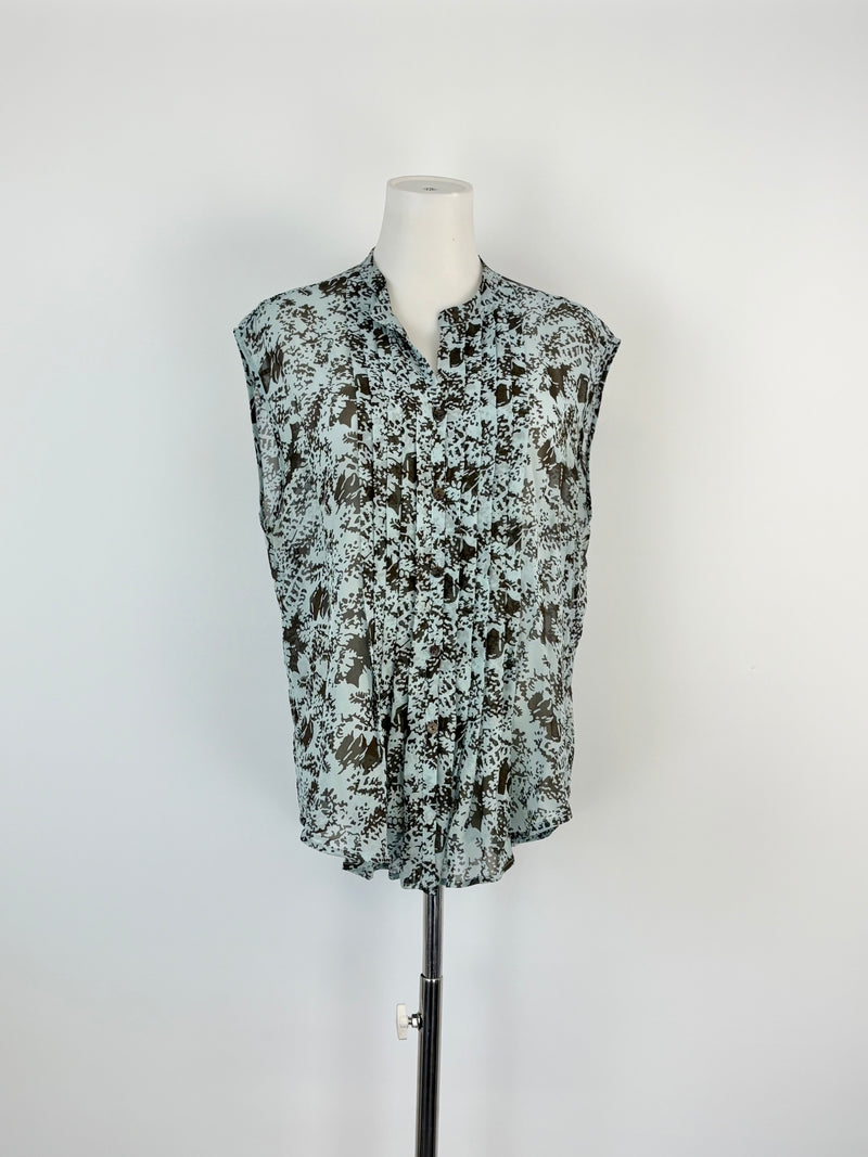 Lee Mathews Sky Blue Sheer Silk Pleated Top - AU10