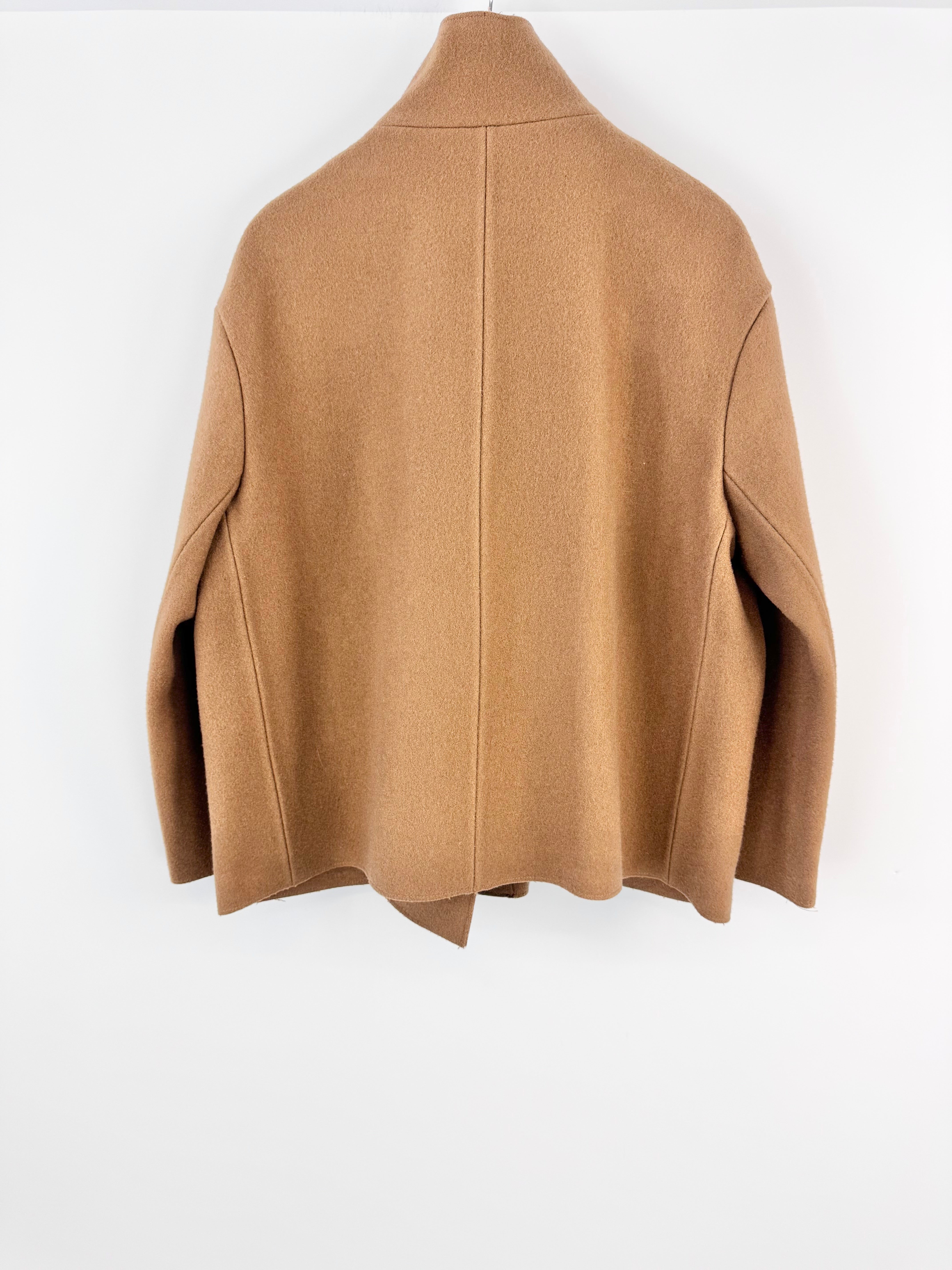 Marni Camel Asymmetrical Buttoned Wool Swing Coat - AU8/10