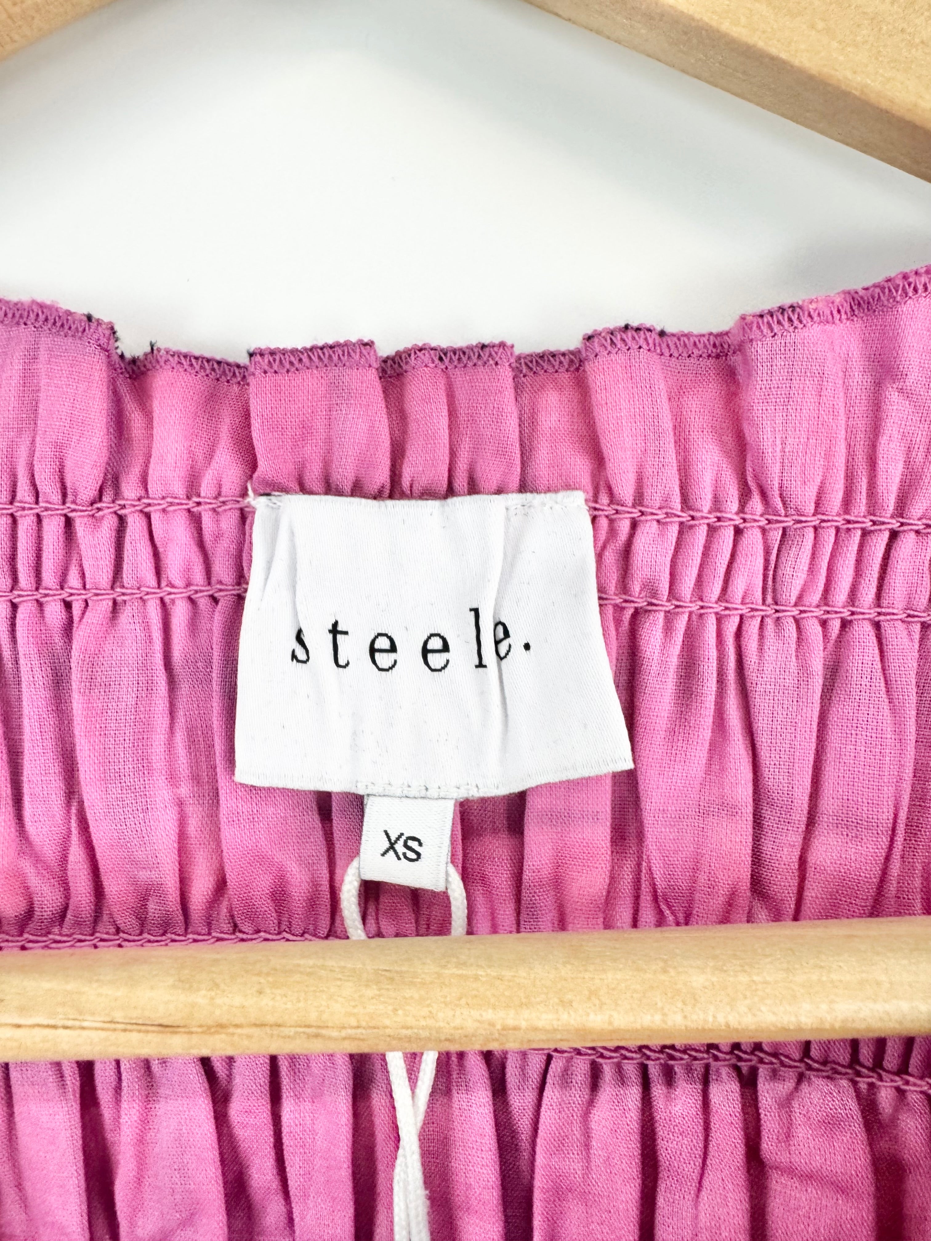 Steele Pink Plaid 'Amalia' Shirred Dress NWT - AU6