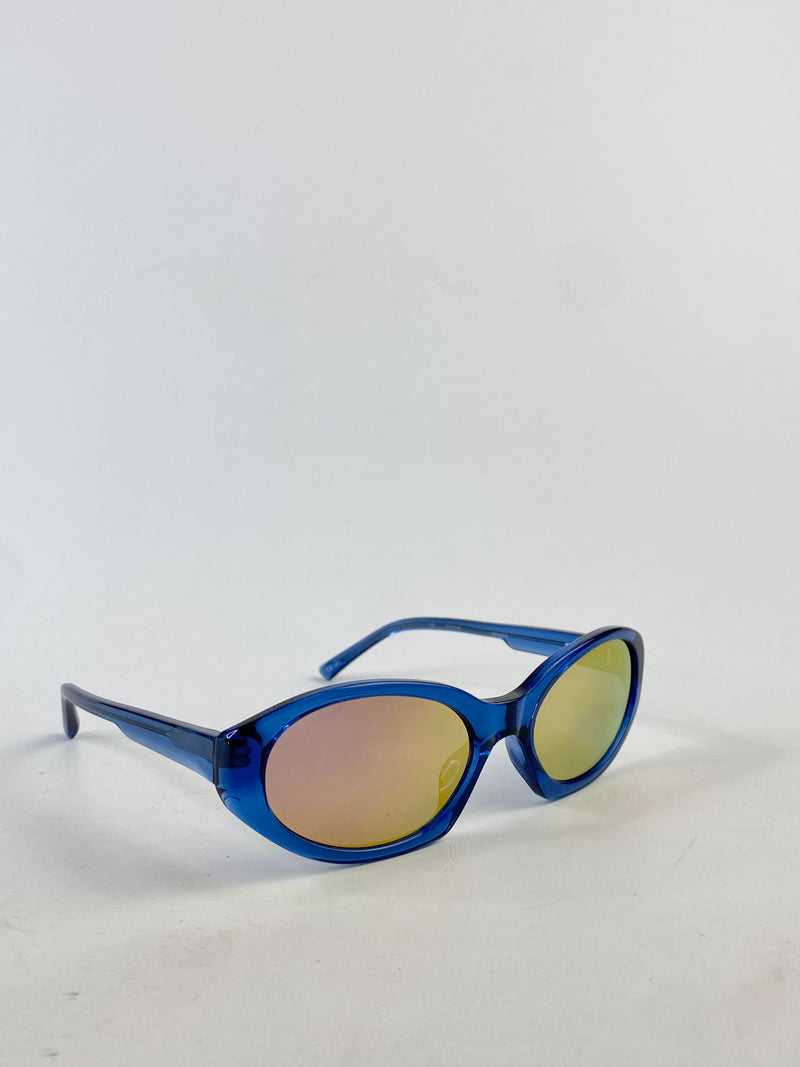 Dries Van Noten x LF Narrow Blue Frame Oval Sunglasses