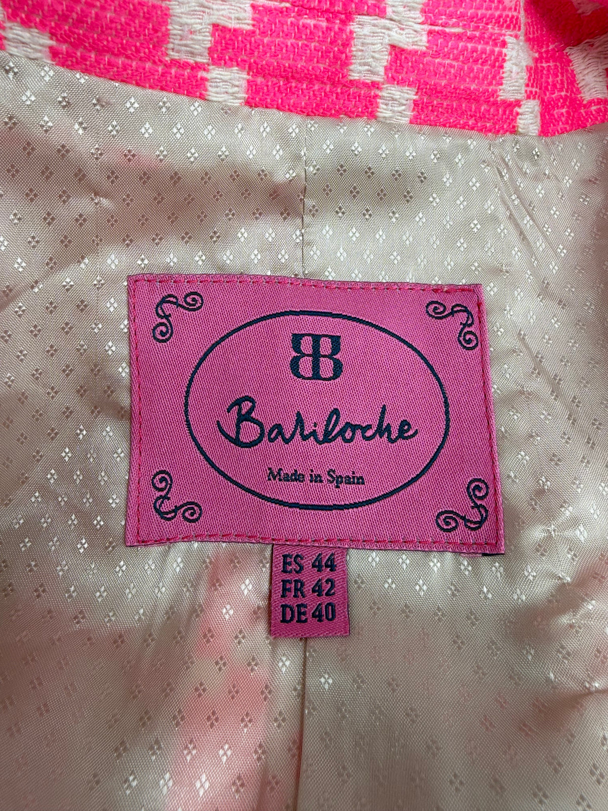 Tinta & Bariloche Junco Hot Pink & Cream Houndstooth Blazer NWT - AU12/14